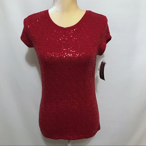 INC International Concepts Tops - Inc NWT Red Sequins Blouse Women S